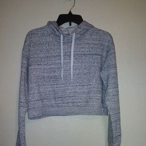 Divided Midriff Hoodie Blue Scatter